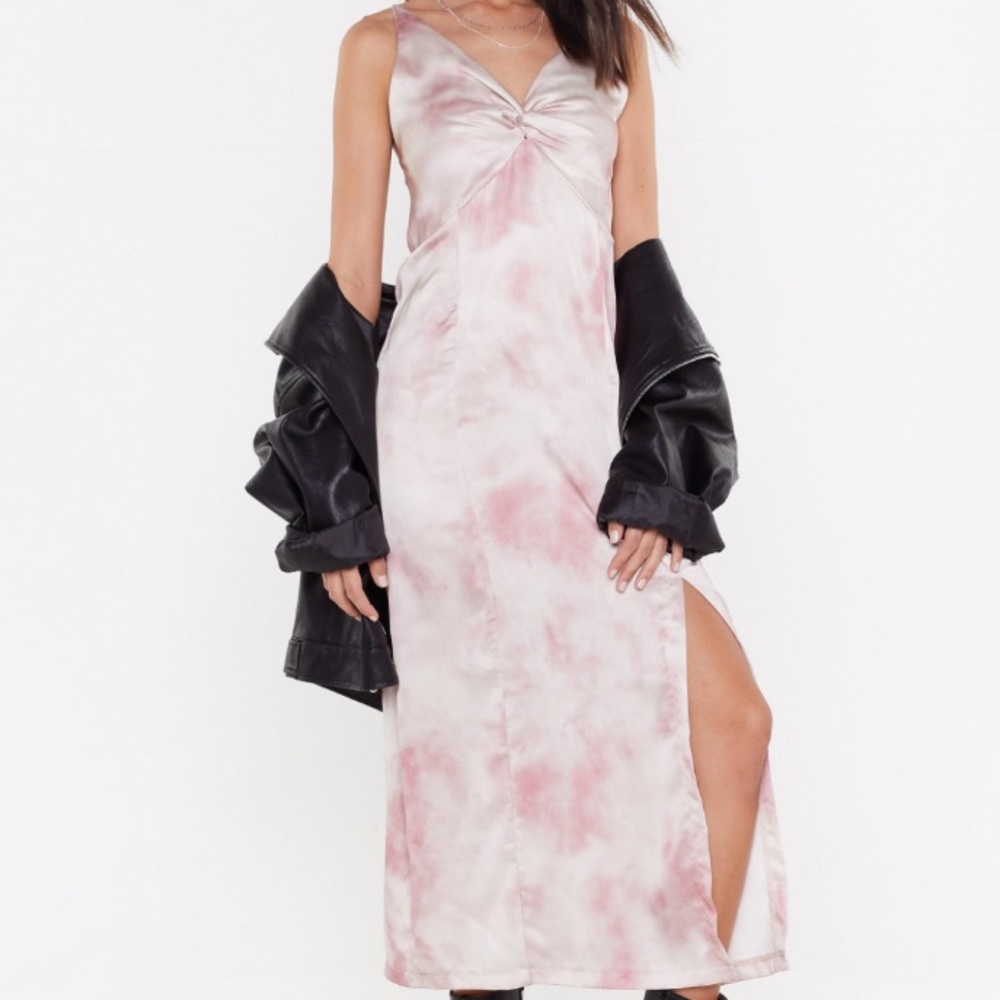 Satin tie dye midi dress
